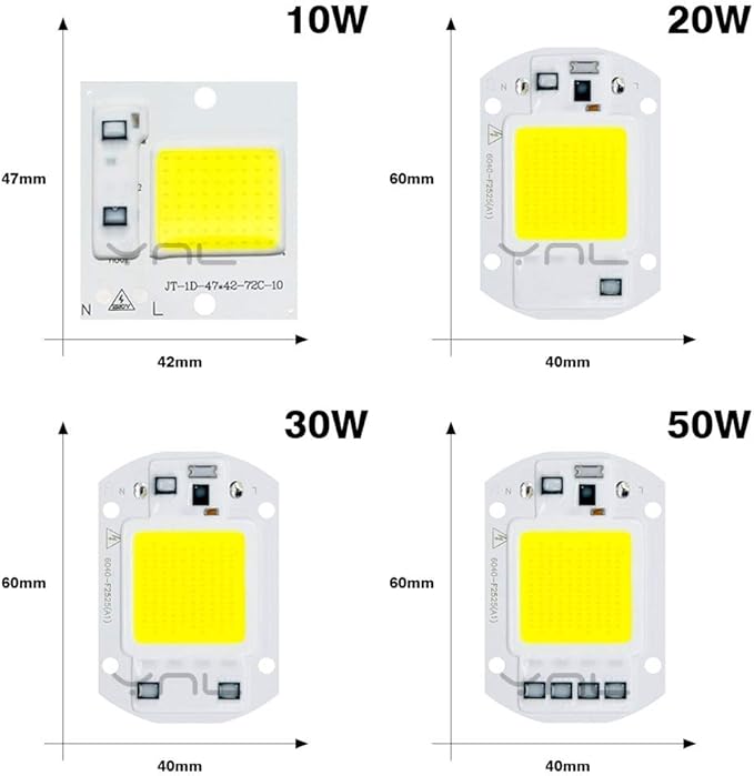 Pack of 2, DIY LED COB Chip Spotlight 50W/30W/20W/10W AC110V Smart IC No Need Driver LED Flood Light Lamp Household Bulbs(110v Cold White,30W)