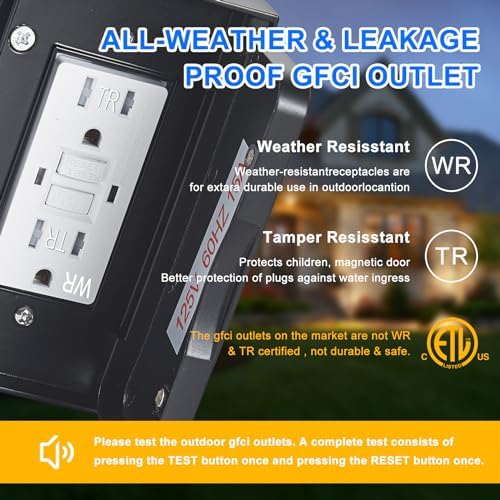 Porch Lights with GFCI Outlet,Dusk to Dawn Motion Sensor Outdoor Lights