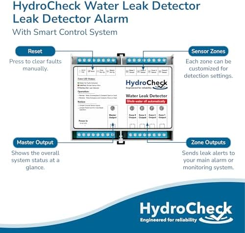 Automatic Water Shut Off System - Smart Leak Detection Device - Commercial Moisture Sensor Alarm - High Amp Load for Buildings & Office Space (Wiring Sold Separately)