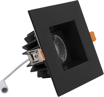 Maxxima 4 in. Ultra-Thin Recessed Anti-Glare LED Downlight, Canless IC Rated, 5 Color Temperature Selectable 2700K/3000K/3500K/4000K/5000K, Dimmable Square Black Trim, 90 CRI