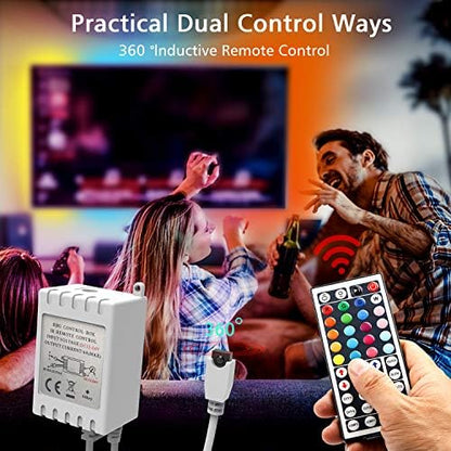 dalattin Led Lights for Bedroom 25ft RGB 5050 Led Strip Lights Color Changing Kit with 44 Keys Remote Controller and 12V Power Supply Led Light Strips Indoor Decoration,Easter Decor
