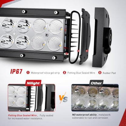 Nilight 13.5 Inch 72 W LED Light Bar with Yellow Black Covers