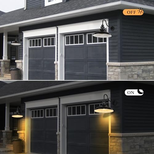 Exterior Farmhouse Gooseneck Barn Light, 16 Inch Vintage Outside Garage Light Fixtures, 2PCS Anti-Rust Waterproof Outdoor Light for Patio Frontdoor Entryway Doorway, Matte Black