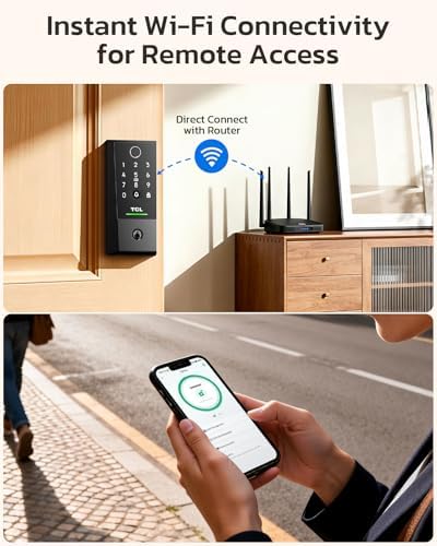 TCL Fingerprint Smart Lock, Keyless Entry Door Lock, Backlit Keypad Deadbolt Locks with Auto Lock, App Control, Doorbell, Compatible with Alexa & Google Assistant, Easy Install for Front Door, D2 Plus