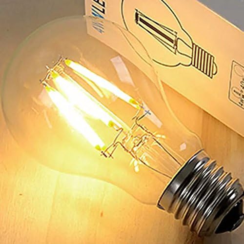 Vintage Edison LED Bulb, Dimmable 6W A19 Antique LED Bulb, 60 Watt Equivalent for Ceiling Fan and Pendant Lighting, E26 Clear Glass Cover, Soft Warm White 2700k, 550LM, Pack of 6