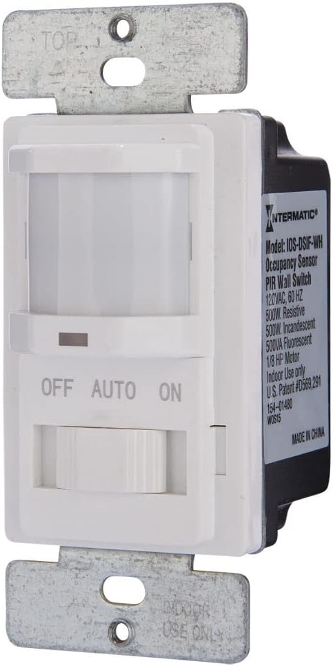 Intermatic iOS-DSIF-WH Motion Sensor, White - Automated Lighting Control with Adjustable Time Delay, Compatible with Lutron Caseta Home Automation Devices - Energy-Efficient & Reliable Performance