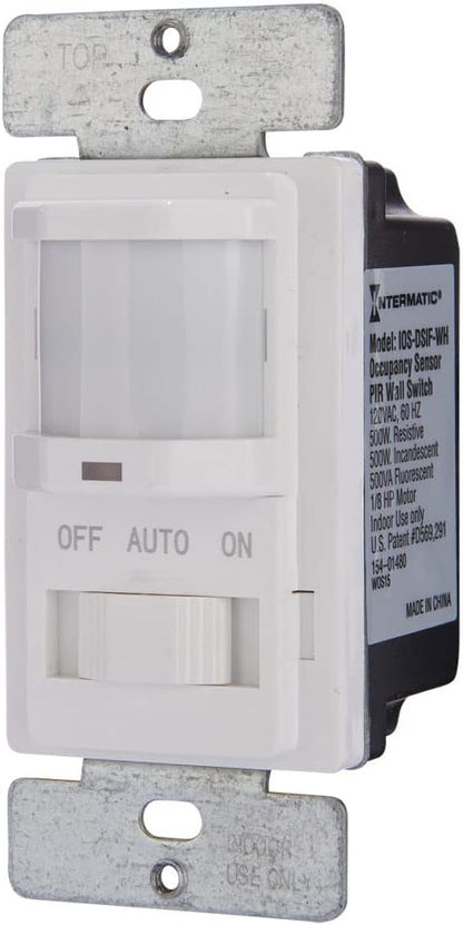 Intermatic iOS-DSIF-WH Motion Sensor, White - Automated Lighting Control with Adjustable Time Delay, Compatible with Lutron Caseta Home Automation Devices - Energy-Efficient & Reliable Performance