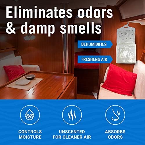 4 Pack Moisture Absorber Hanging Bags, Boat Dehumidifier with Charcoal