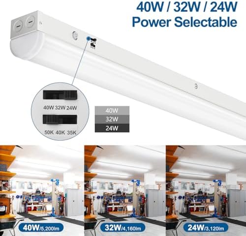 DAKASON 4FT LED Linear Light Fixture 4Pack, 40W/32W/24W, 3500K/4000K/5000K