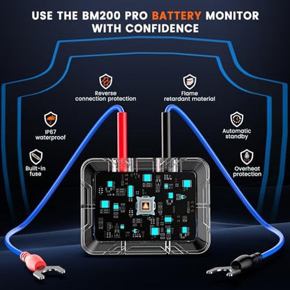 ANCEL BM200 PRO 12V Car Battery Monitor, 433MHz Wireless Battery Tester