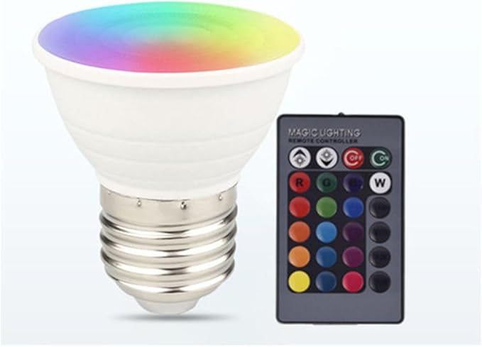 Par16 LED Color Changing Light Bulb with 24 Buttons Remote Control 50 Watt Equivalent E26 Base,16 Colors Dimmable RGB LED Spot Light Bulb with 5W
