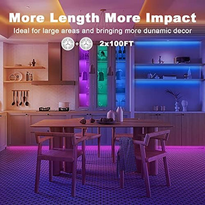 dalattin Led Strip Lights 200ft (2 Rolls of 100ft), Led Lights for Bedroom with App & Remote Control, 24V Led Lights Strip for Room & Festival Decoration