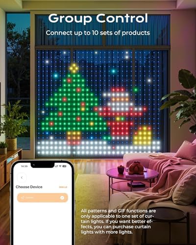 400 RGB LED Smart Curtain Lights with APP Control, 6.6x6.6Ft