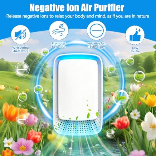 4PCS Air Ionizers for Home, Abnaok Negative Ion Filtration System, Quiet Air Freshener for Bedroom, Office, Kitchen, Portable Air Filter, Smoke Dust, Pets, Eliminator, Mini Air Cleaner