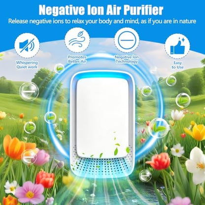 4PCS Air Ionizers for Home, Abnaok Negative Ion Filtration System, Quiet Air Freshener for Bedroom, Office, Kitchen, Portable Air Filter, Smoke Dust, Pets, Eliminator, Mini Air Cleaner