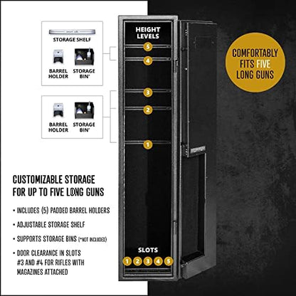 Verifi Smart Safe S6800 Biometric Rifle Safe with FBI Certified Fingerprint Sensor & Adjustable Storage, Black