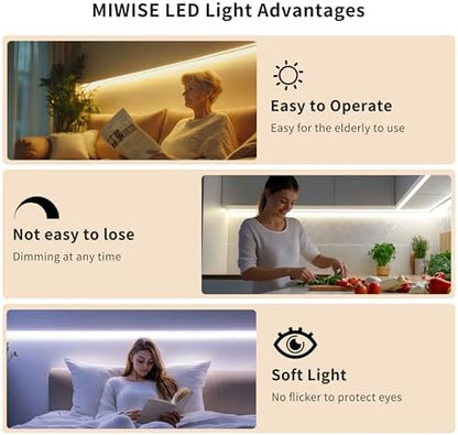 MIWISE COB LED Strip Light 20ft/6.1m,CRI 90+ Daylight White 6000K High Lumen Dimmable Super Bright Flexible DC24V LED Tape Light with Controller/Dimmer,for Cabinet Home Office DIY Lighting Projects