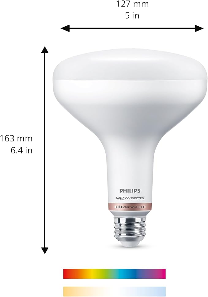 Philips Smart 65-Watt BR40 Color Flood Light Bulb 4-Pack, Frosted, Dimmable, 110º Beam Angle, E26 Medium Base