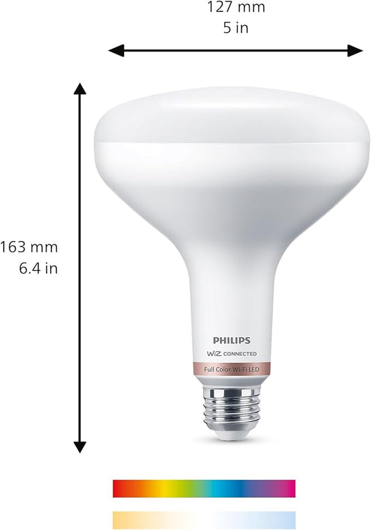Philips Smart 65-Watt BR40 Color Flood Light Bulb 4-Pack, Frosted, Dimmable, 110º Beam Angle, E26 Medium Base
