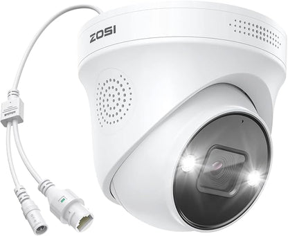 ZOSI 4K PoE Add on Security Camera with Person Vehicle Detection, Sound & Light Alarm, 2 Way Audio, Color Night Vision, 8MP Weatherproof Outdoor Indoor Dome IP Cam, Only Work with ZOSI 4K PoE NVR