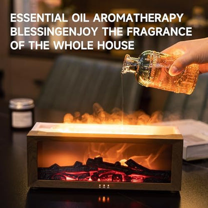 TMEHM Fireplace Flame Essential Oil Diffuser Humidifier, Aromatherapy