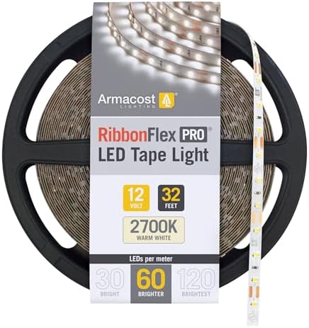 Armacost Lighting RibbonFlex Pro 12V White LED Strip Lights 60 LED/m, 2700K, 32.8 ft, 132250
