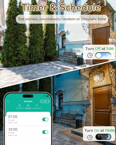 NineLeaf Smart Plug, WiFi Smart Plugs Work with Alexa and Google Home via Tuya, Wireless Outlet Timer with APP Remote Control, 2.4GHz Wi-Fi Only, No Hub Required, TUV FCC Listed (4 outlets+1 Switch)