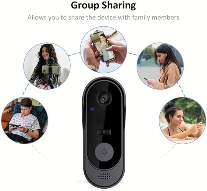 Doorbell Camera Wireless No Subscription, 1080p Video Doorbell with Chime, 2-Way Audio, Night Vision, 2.4G Wi-Fi, Indoor Outdoor