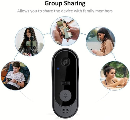 Doorbell Camera Wireless No Subscription, 1080p Video Doorbell with Chime, 2-Way Audio, Night Vision, 2.4G Wi-Fi, Indoor Outdoor
