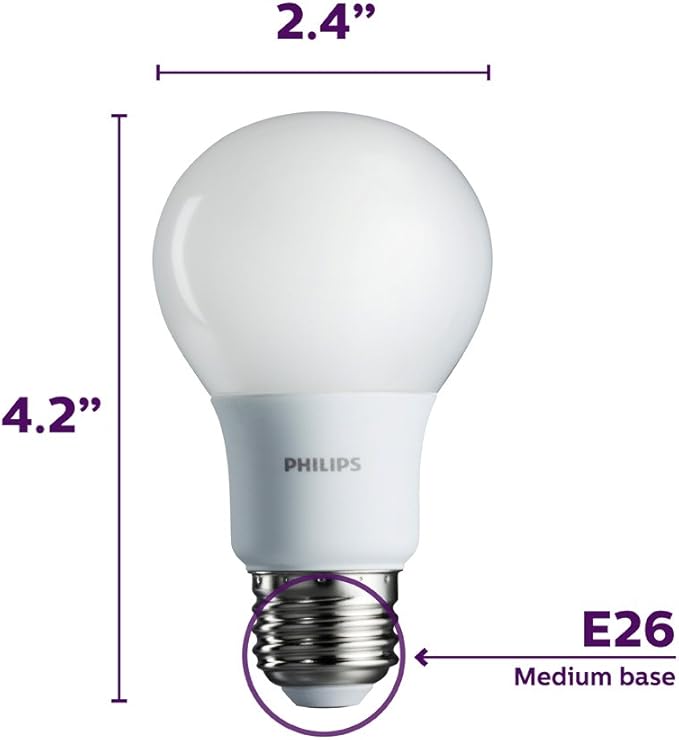 Philips LED Non-Dimmable A19 Frosted Light Bulb: 450-Lumen, 5000-Kelvin, 5-Watt (40-Watt Equivalent), E26 Base, Daylight, 8-Pack