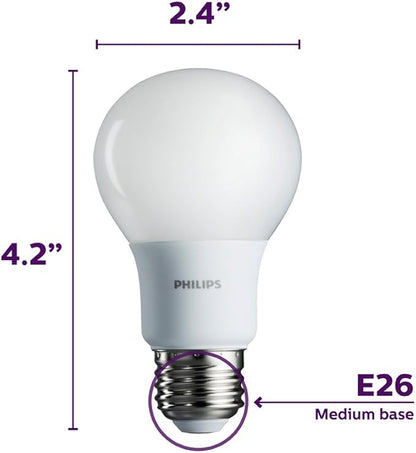 Philips LED Non-Dimmable A19 Frosted Light Bulb: 450-Lumen, 5000-Kelvin, 5-Watt (40-Watt Equivalent), E26 Base, Daylight, 8-Pack