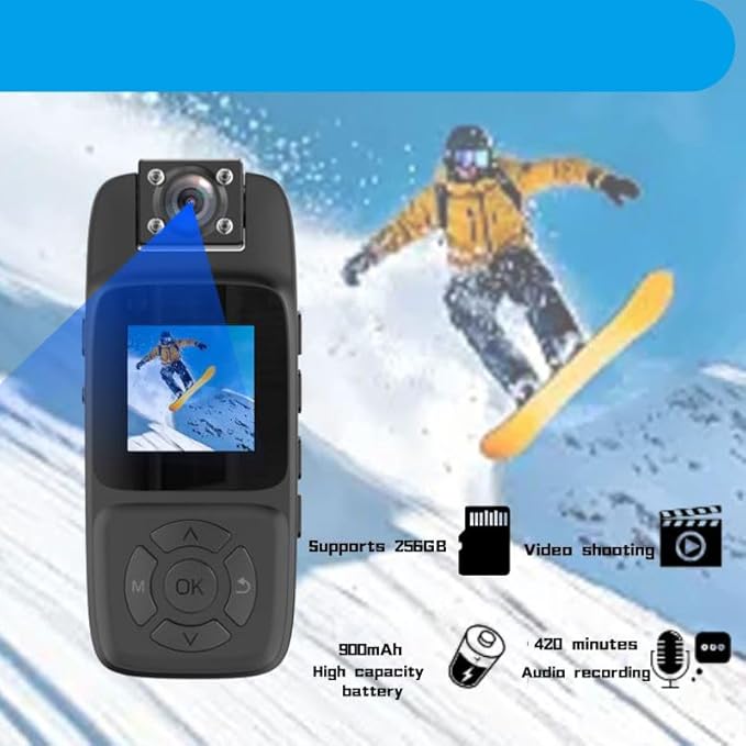 4K WiFi Body Camera with 32GB Card Included, 180° Rotatable Lens & Infrared Night Vision, Real-Time Viewing Compact Wearable for Outdoor Security, Travel & Safety Work