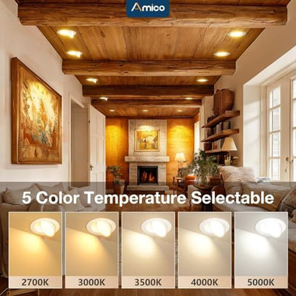 Amico 6 Pack 6 Inch 5CCT Gimbal LED Recessed Ceiling Light