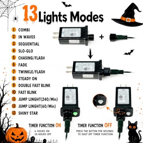 Connectable 88Ft 240LED Halloween Lights Outdoor Indoor, Purple & Green