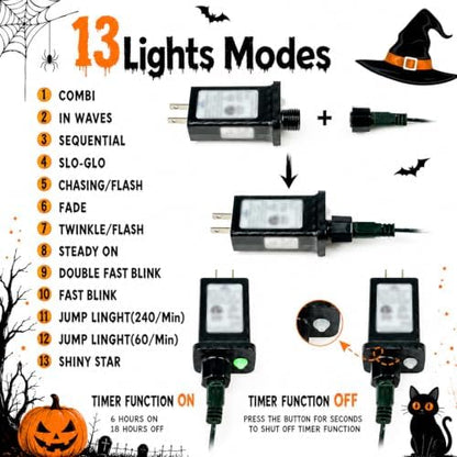 Connectable 88Ft 240LED Halloween Lights Outdoor Indoor, Purple & Green