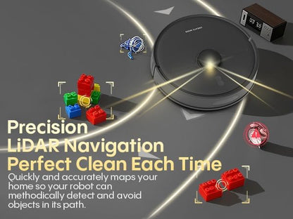 Self-Emptying Robot Vacuum and Mop, 6000Pa Powerful Suction, 90-Day Hands-Free,LiDAR Navigation, Smart Mapping, App & Alexa Control, Robotic Vacuum for Pet Hair, Carpets and Hard Floors