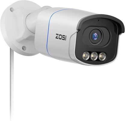 ZOSI C186 4K Add on PoE Security Camera,True Color Night Vision,8MP Outdoor Indoor CCTV,Aurora Lux,Person/Vehicle Detection,2-Way Audio,Spotlight Siren(Only Compatible Same Brand 4K PoE NVR)