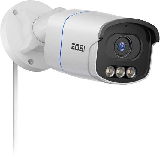 ZOSI C186 4K Add on PoE Security Camera,True Color Night Vision,8MP Outdoor Indoor CCTV,Aurora Lux,Person/Vehicle Detection,2-Way Audio,Spotlight Siren(Only Compatible Same Brand 4K PoE NVR)
