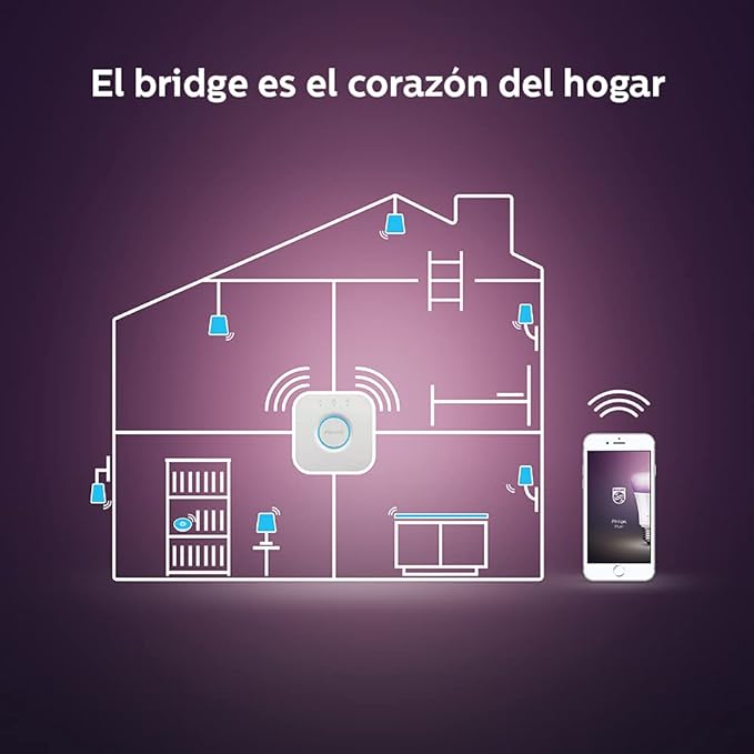 Philips Hue (1) Bridge with (2) Smart 60W A19 LED Bulb, White and Color Ambiance Color-Changing Light, 800LM, E26 - Control with Hue App - Works with Alexa, Google Assistant, Apple Homekit, and Matter