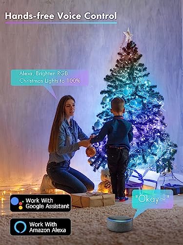 BrizLabs Smart RGB Fairy Lights 100 LED, USB-C Powered & App/Voice Control