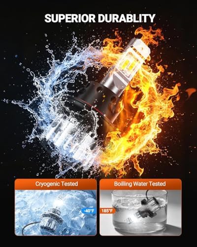 SEALIGHT H13 Bulbs, 70000LM 800% Brighter 6500K Cool White H13 Bulbs with Fan, 70000H Lifespan, IP68 Waterproof, Pack of 2