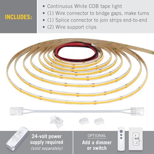 Armacost Lighting RibbonFlex Pro 24V White COB LED Strip Light Tape 2700K, 315 Lumens/Ft, 10M 172150