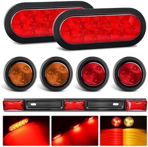 Nilight LED Trailer Light Kit Oval Taillight Round Marker Lamp 9LED ID Bar