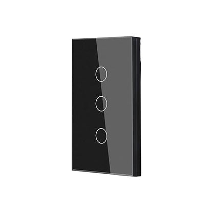 Smart Switch 4.65 X 2.83 X 1.34 Inches Light Switch,No Need Neutral Wire/Neutral Wire Required,2.4GHz WiFi,Works with Alexa/Tuya/Smart Life, Glass Panel,Black 3 Button