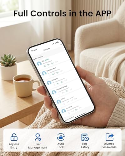 Smart Deadbolt Lock, 5-in-1 Keyless Entry Door Lock App Control, Fingerprint Electronic Touchscreen Keypad, Auto Locking, IP54 Weatherproof, Easy Install Digital Deadbolt for Front Door