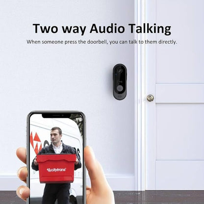 Doorbell Camera Wireless No Subscription, 1080p Video Doorbell with Chime, 2-Way Audio, Night Vision, 2.4G Wi-Fi, Indoor Outdoor