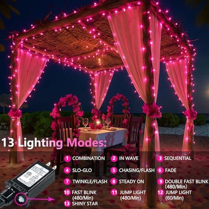 200 LED Connectable String Lights, 66FT Christmas Lights Outdoor Indoor