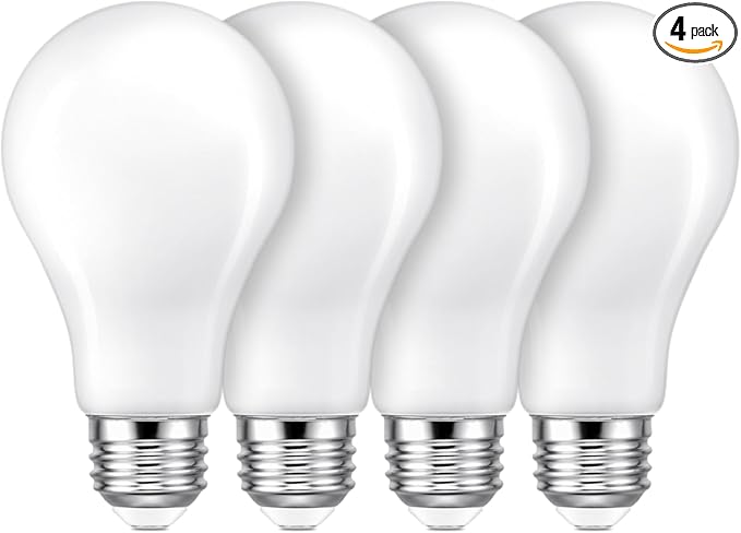 KEIVO A19 3-Level Brightness, Adjustable via Standard Switch(Not for 3-Way Sockets), 100W/70W/30W Equivalent, Soft White 2700K, 12W/9W/3W, E26 Base, Frosted, 4-Pack
