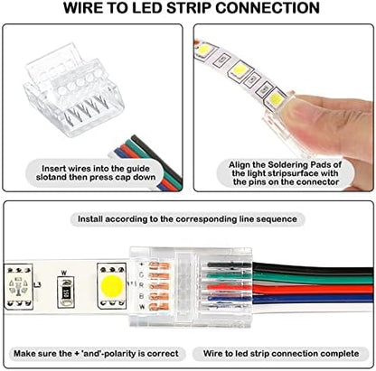 Flutesan 20 Pcs 4 Pin 12 mm LED Strip Connector RGB Lights