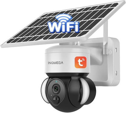 Tuya Smart Solar Security Camera Wireless Outdoor, WiFi 2.4GHz Camera No Wiring Needed, 12000mAh Battery & 6W Solar Panel, 3MP HD, Color Night Vision, PIR Motion Detection, Two-Way Audio, IP66